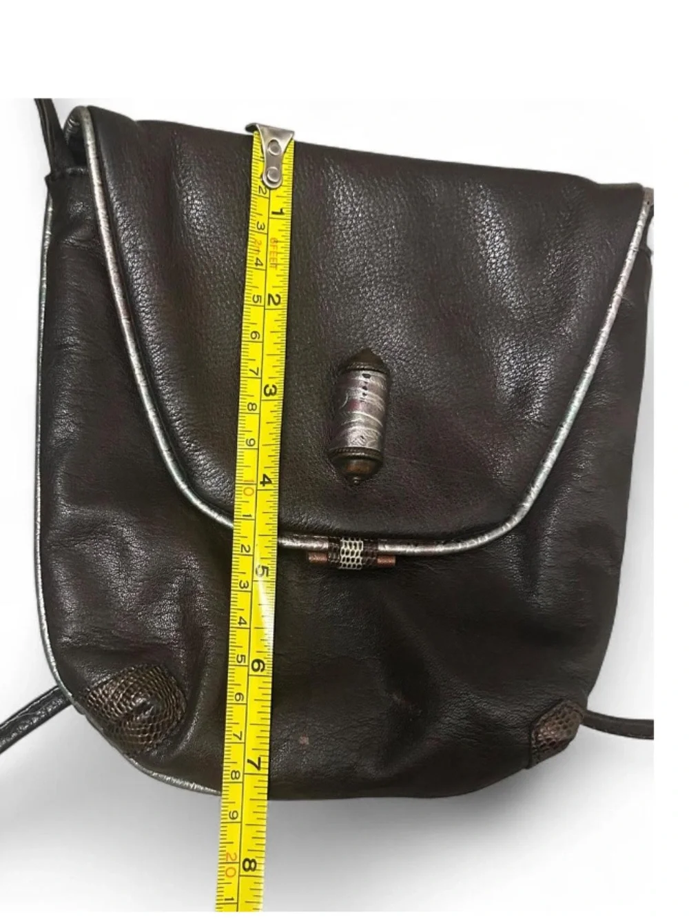 Vintage Leather Bag Boho Chic Shoulder Bag Western Crossbody Brown + Black